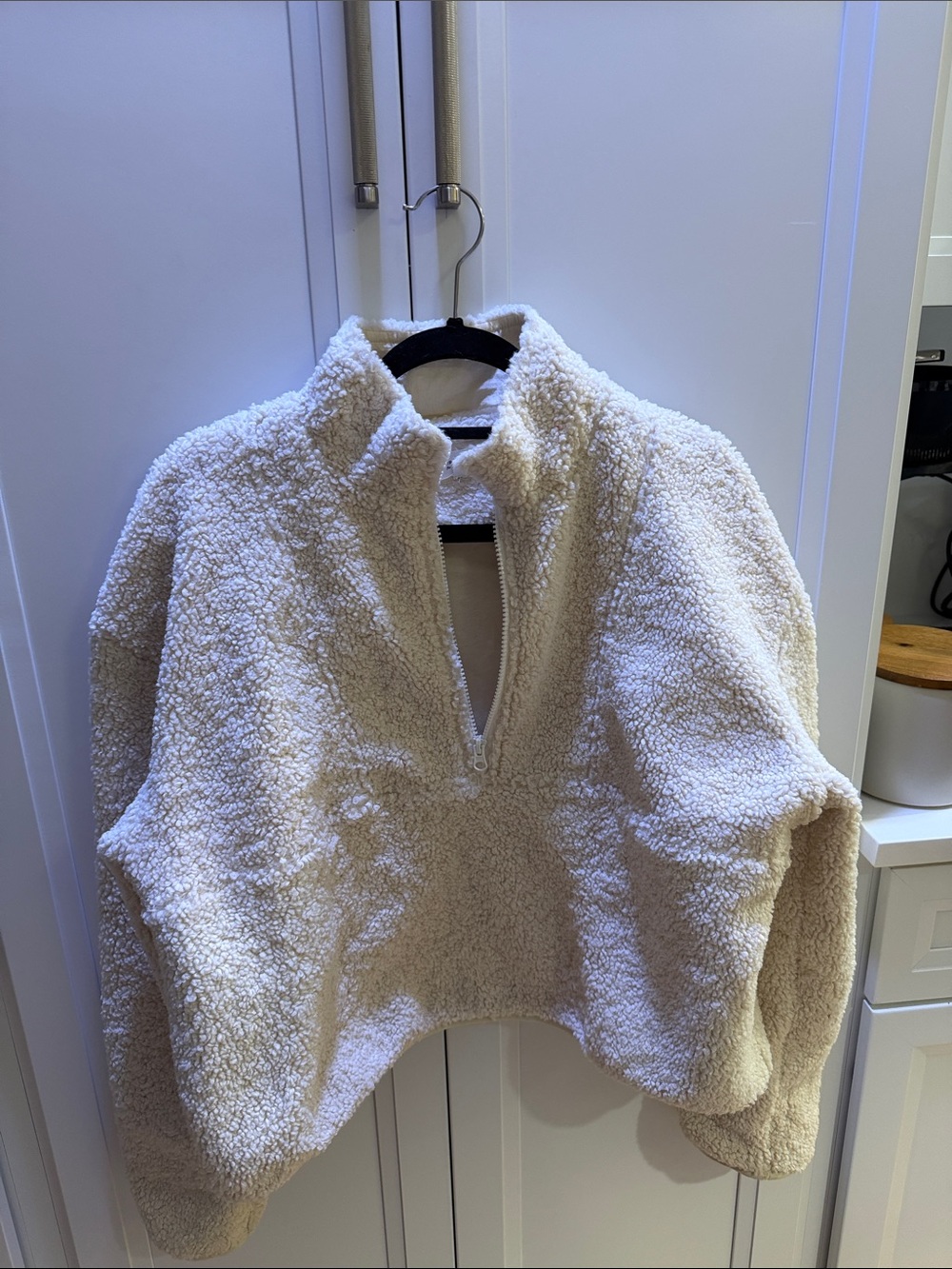 Sincerely Jules Cream Teddy Sherpa Half-Zip Jacket